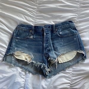 Abercrombie and Fitch high rise denim shorts